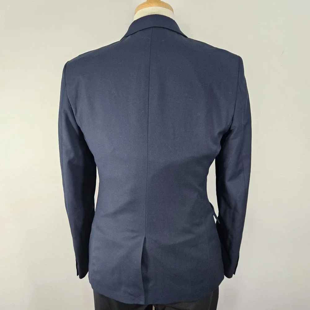 H&M Men's Two Button Sport Coat Blazer Navy Polyester‎ Blend Slim Fit 40R
